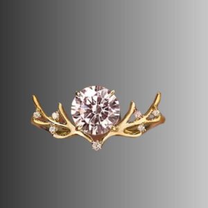 Size 7 Deer Antler Zirconia Ring- Gold