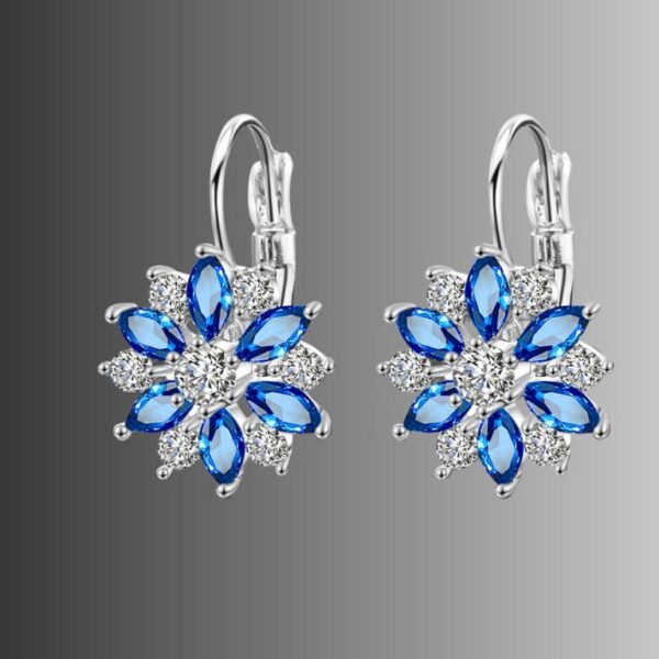 Blue and clear silver drop Earrings (silver plated)