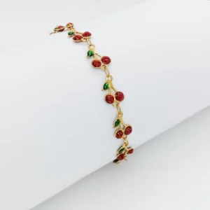 18 k Gold Plated Cherry Charm Bracelet