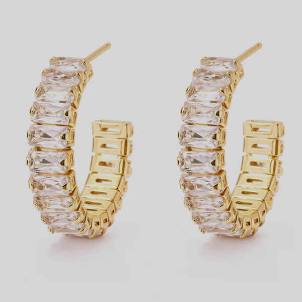 Cubic Zirconia Half- Hoop Earrings