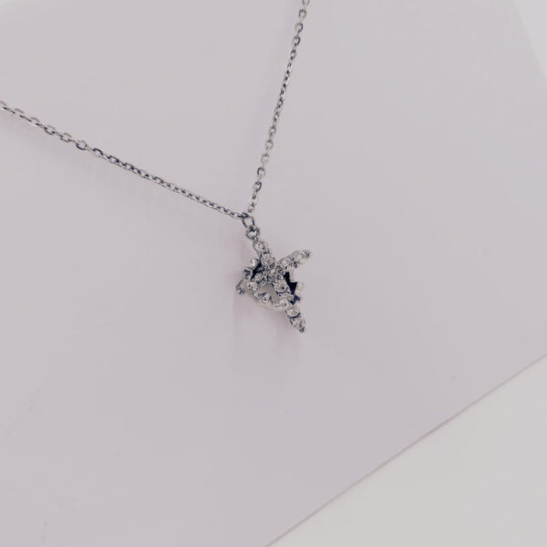 Silver Plated Rotating Crown Cross Necklace