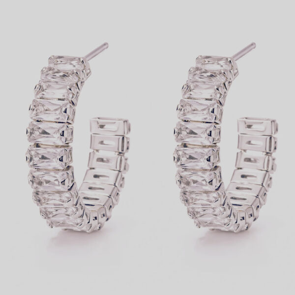 Cubic Zirconia Half- Hoop Earrings