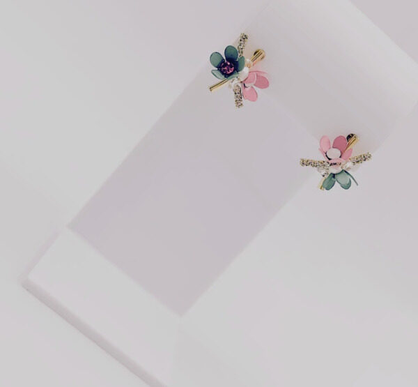 Gold Plated Pastel Floral Stud Earrings
