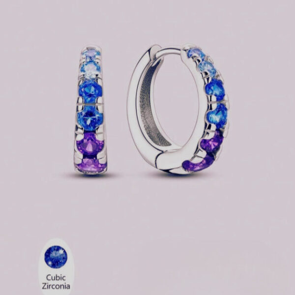 Sterling Silver Blue and Purple Hoop Earrings