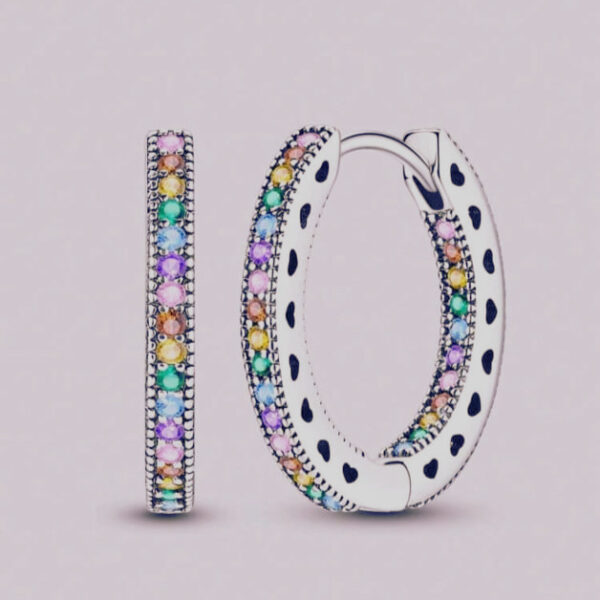 Multicolor Hoop Earrings- Silver