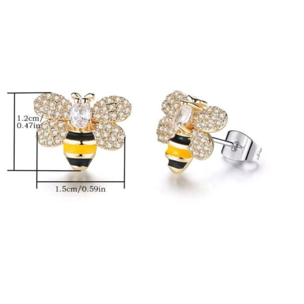 Cubic Zirconia Bee Stud Earrings