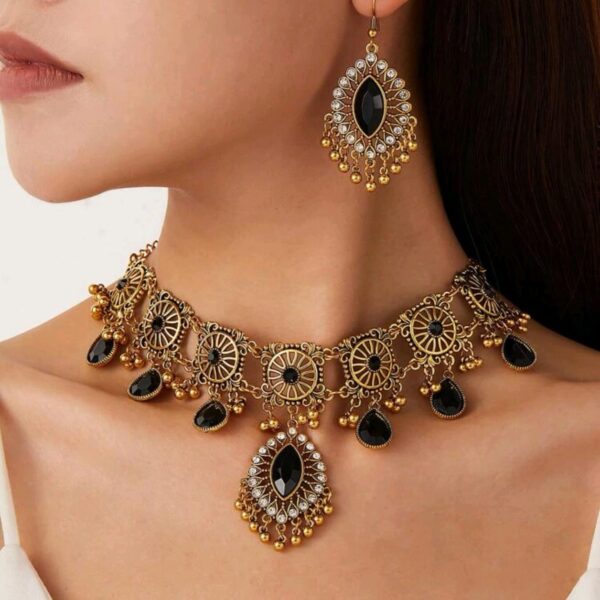 Tessel Pendant Jewelry Set. Bronze/Black