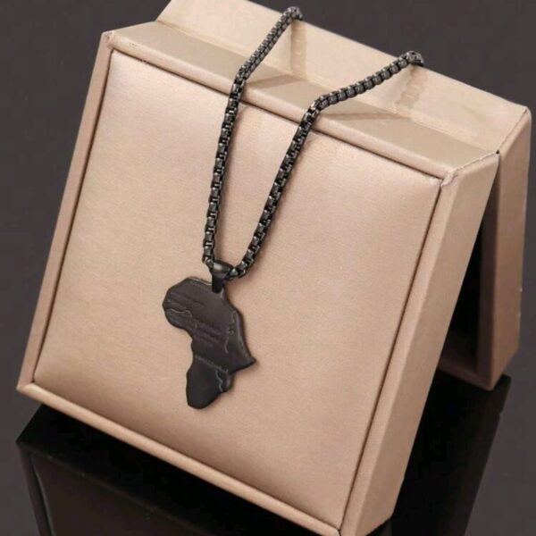 Men's African Map Necklace- Black