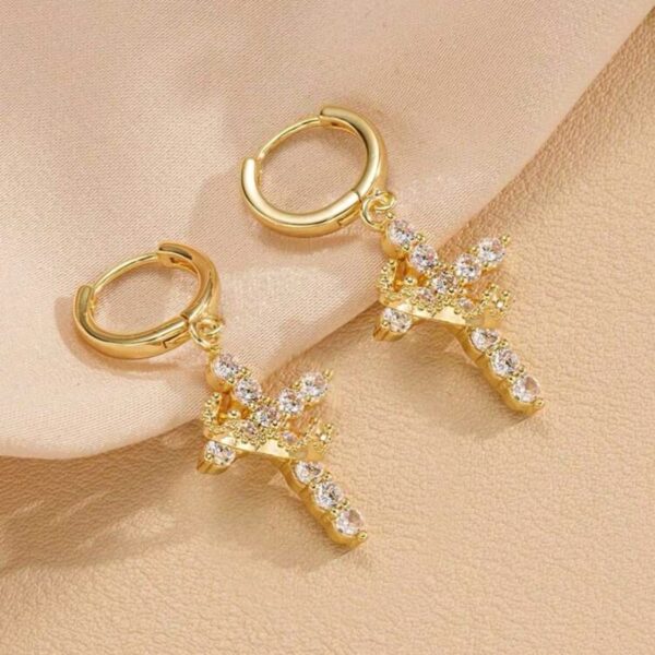Crown/ Cross Hoop Earrings- Gold