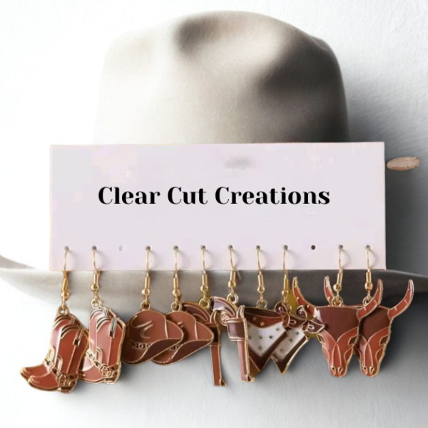 5 Pairs Cow Girl Pendant Earring Set