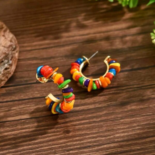 Woven C- Shaped Earrings- Multi Colour
