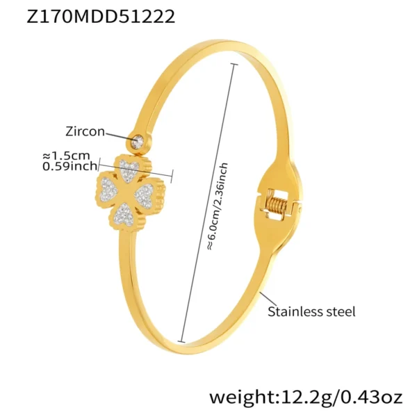 316L Stainless SteelZircon Clasp Bracelet Set Stainless Steel 18K Gold Plated Bangle Collection