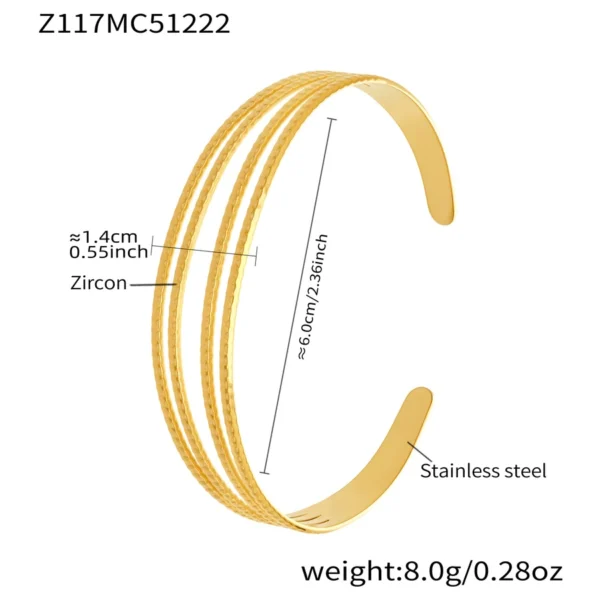 316L Stainless SteelZircon Clasp Bracelet Set Stainless Steel 18K Gold Plated Bangle Collection