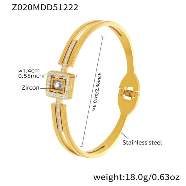 316L Stainless SteelZircon Clasp Bracelet Set Stainless Steel 18K Gold Plated Bangle Collection