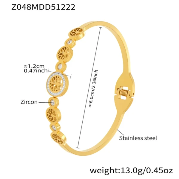 316L Stainless SteelZircon Clasp Bracelet Set Stainless Steel 18K Gold Plated Bangle Collection