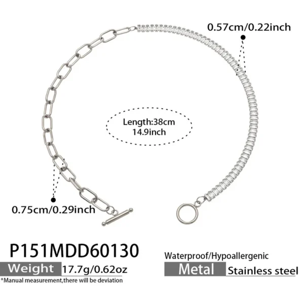 316L Stainless Steel 18K Gold Plated OT Buckle Zircon Chain Necklace