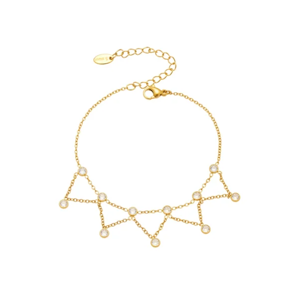316L Stainless Steel 18K Gold PVD Dainty Starburst Charm Chain Anklet