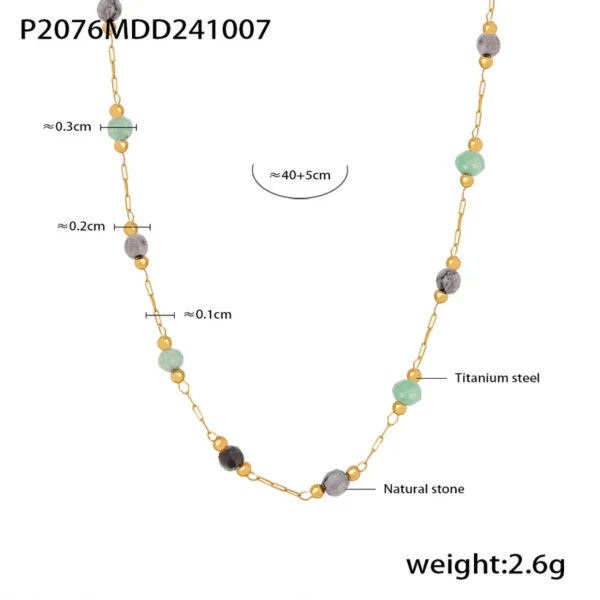 316L Stainless Steel 18K Gold PVD Natural Stone Beaded Double Layer Necklace