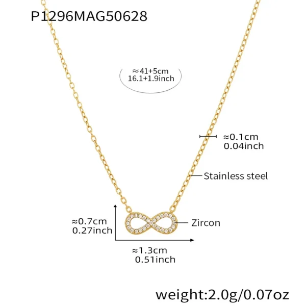 316L Stainless Steel Double Layer Infinity Zircon Necklace