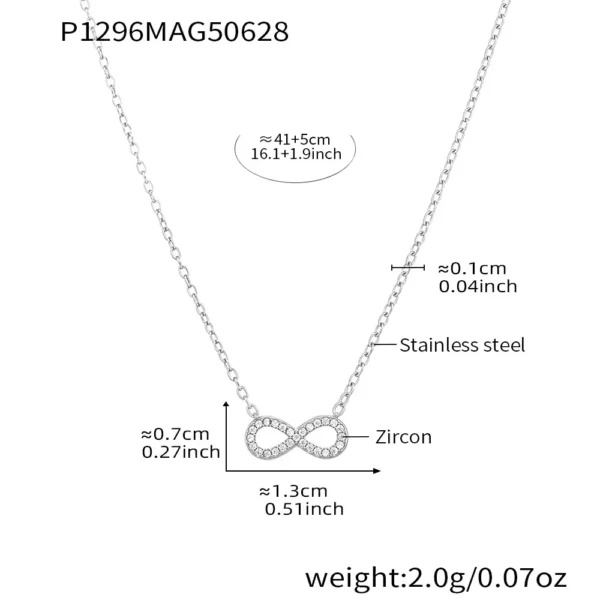 316L Stainless Steel Double Layer Infinity Zircon Necklace