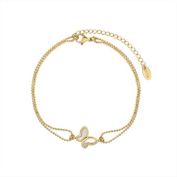316L Stainless Steel Minimalist Butterfly Anklet | 18K PVD Gold