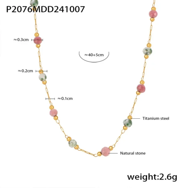 316L Stainless Steel 18K Gold PVD Natural Stone Beaded Double Layer Necklace