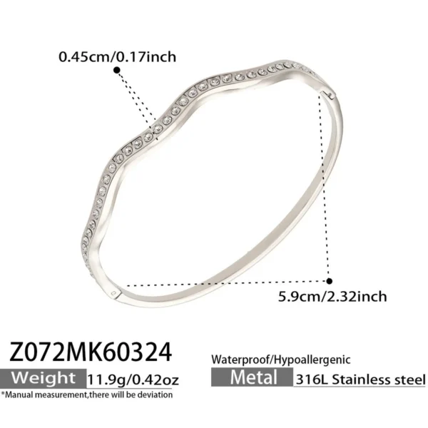 316L Stainless Steel Wavy Cuff Bangle Bracelet Collection